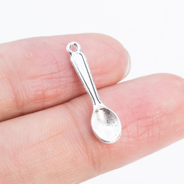 15 pcs Spoon Charm Antique Silver Tone  (62098-2194)