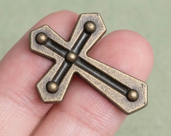 20 Cross Charm Antique Bronze Tone (110414-1367)