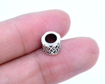 20 pcs 8x7mm Round Tube Spacer Beads Antique Silver Tone (62554-2287)