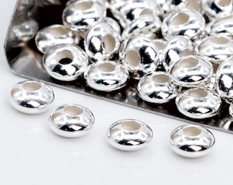 15 Saucer Spacer Beads 925 Sterling Silver 5x2mm  (63940-2131)