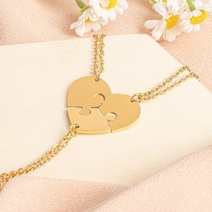 Personalized Name Heart Puzzle Necklace, Family Friendship Love Pendants Necklace Gift, Best Friends Necklace BFF Necklace For 3
