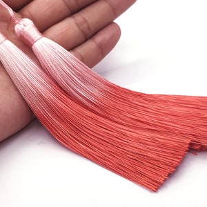 2 Tassels 5.12" / 13cm Polyester Mala Tassel Color Gradual Change Red Color