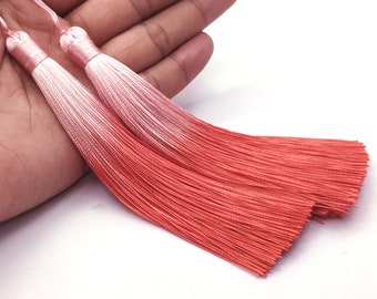 2 Tassels 5.12" / 13cm Polyester Mala Tassel Color Gradual Change Red Color