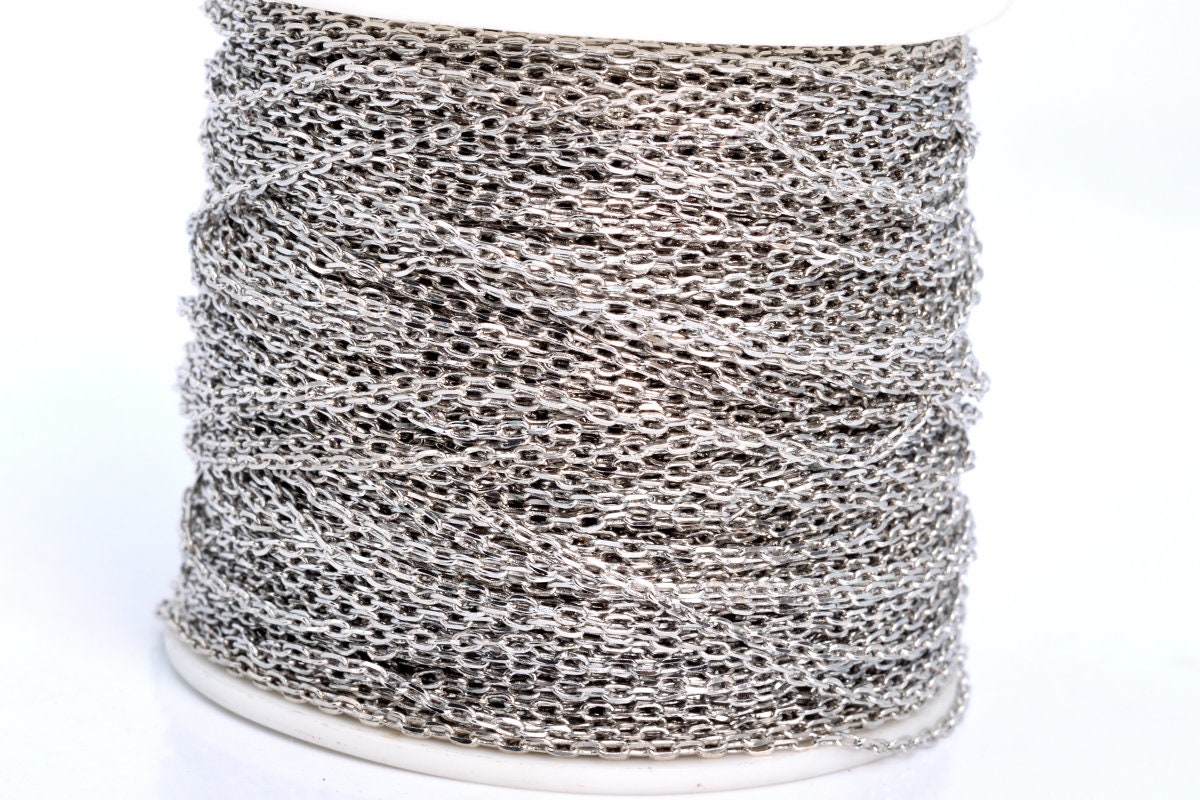 1 YD Cable Chain Silver Tone 1mm Brass Chains (61014-S13) - Etsy