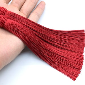 4 Tassels 6.5&quot; / 16cm Polyester Mala Tassel Wine Red Color  (60844-032)