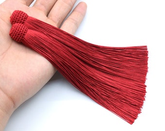 4 Tassels 6.5" / 16cm Polyester Mala Tassel Wine Red Color  (60844-032)