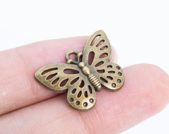 20 Butterfly Charm Antique Bronze Tone  (65052-3160)