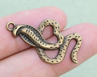 20 Cobra Snake Charm Antique Bronze Tone (110474-1555)