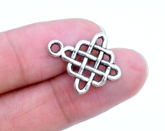 20 pcs Chinese Knot Charm Silver Tone  (62129-2199)