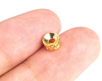 60 Spacer Beads 6mm Tube Brass Beads Shiny Gold Tone  (64319-2484)