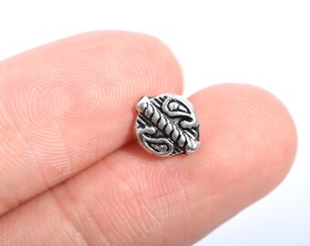 20 pcs 8x7mm Leaf Spacer Beads Antique Silver Tone (63302-2393)