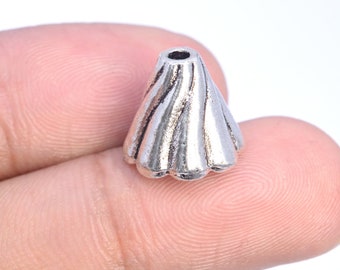 20 pcs 13x12mm Cone Bead Cap Antique Silver Tone (63203-2367)