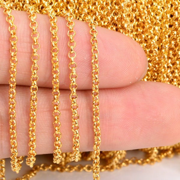 1 YD Rolo Chain Gold Tone 2mm Brass Chains (60956-S23)