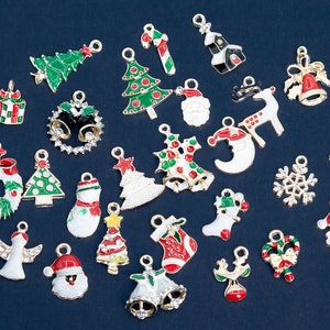 Collection 25 Enamel Charms Christmas Theme Gold Tone (65640-3298)