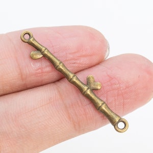 20 Bamboo Connector Charm Antique Bronze Tone (65037-3159)