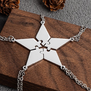 Personalized Name Star Puzzle Necklace, Best Friends Necklace BFF Necklace For 5, Family Friendship Love Pendants Necklace Gift