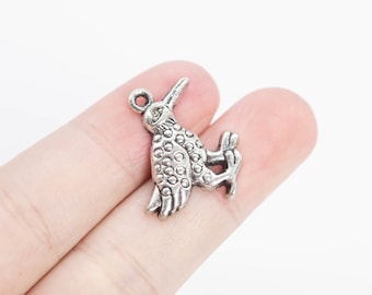 10 Bird Charm Antique Silver Tone  (66184-227)