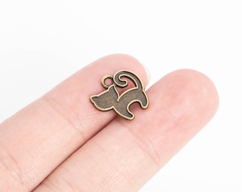 20 Kitten Cat Charm Antique Bronze Tone  (110178-3131)