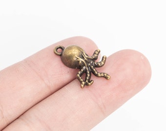 20 Octopus Charm Antique Bronze Tone(110180-3131)