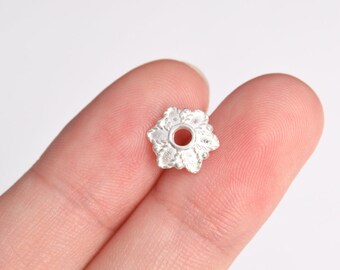 4 Flower Bead Cap 925 Sterling Silver 8mm  (64458-2139)