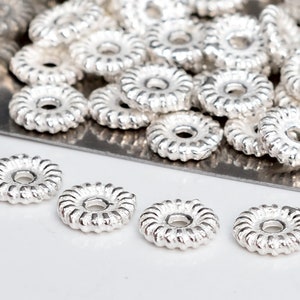 10 Round Slice Spacer Beads 925 Sterling Silver 5x1mm (64033-2187)