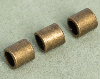 10 Round Tube Spacer Beads 6x6mm Antique Bronze Tone (110121-1634)