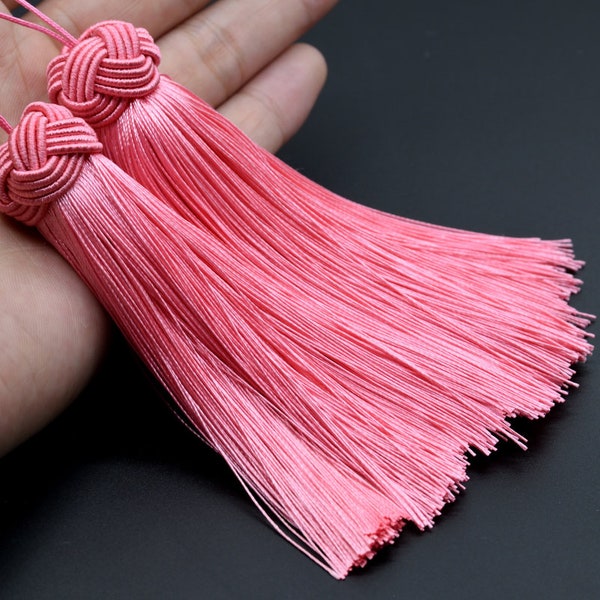 2 Tassels 3.93" / 10cm Polyester Mala Tassel Watermel Pink Color  (64149-48)