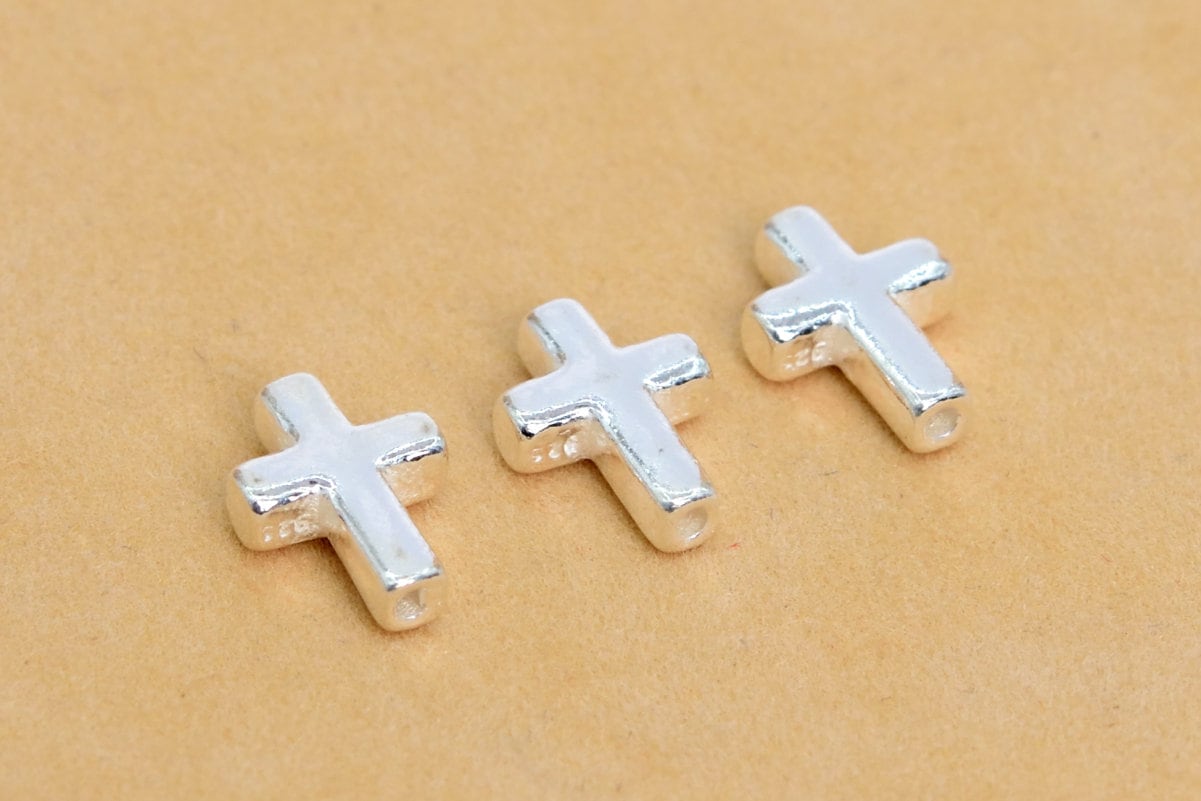 5 Cross Spacer Beads 925 Sterling Silver 9x6mm 640162186 Etsy