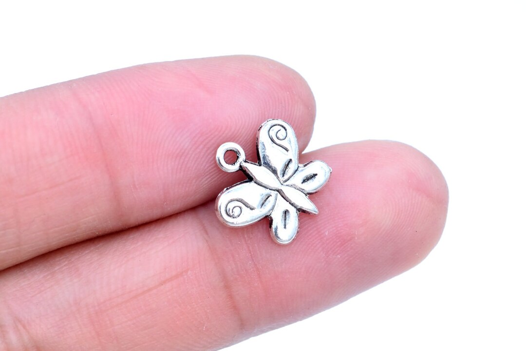 Vintage Hollow Butterfly 60x48mm Silver Charm Pendant Keychain Gift main image 1