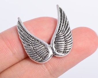 5 pcs 24x24mm Wings Spacer Beads Antique Silver Tone (64654-2545)