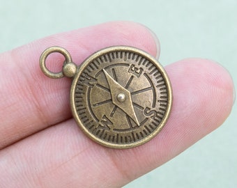 20 Compass Charm Antique Bronze Tone (110455-3145)