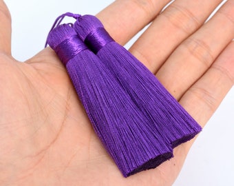 4 Tassels 3.14" / 8cm Artificial Silk Mala Tassel Purple Color  (60717-014)