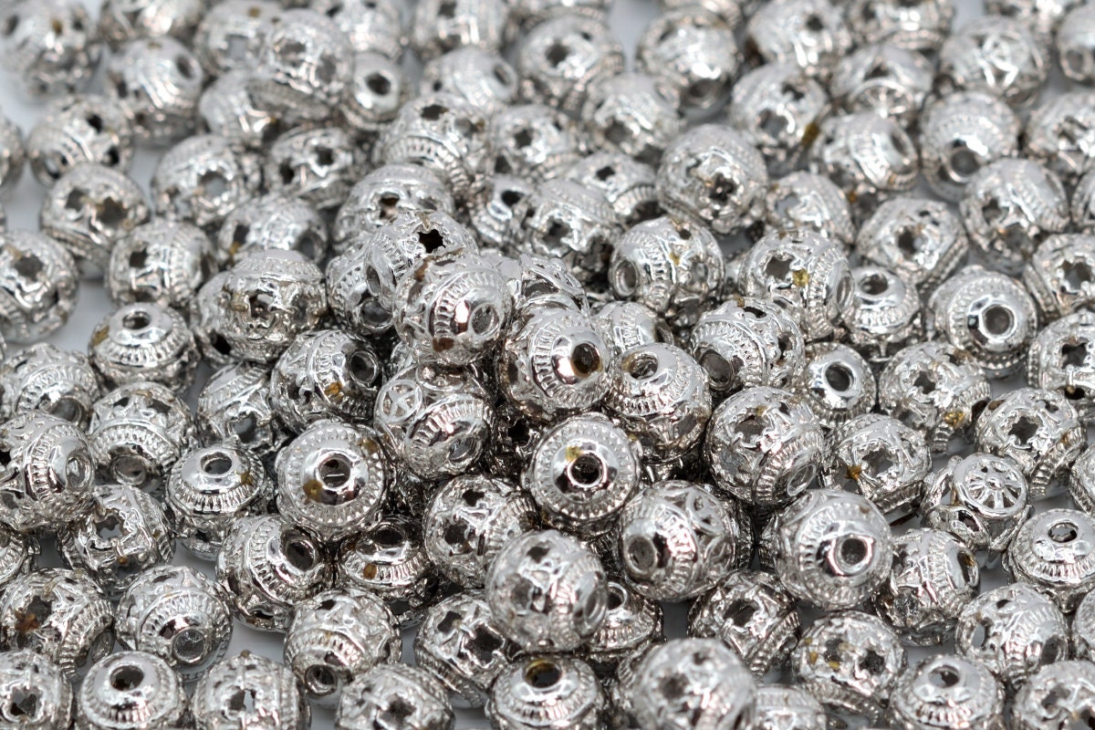 500 Silver Tone Faceted Round Acrylic Spacer Beads – 6mm Disco Ball Spacers For Jewelry