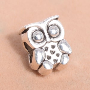 10 pcs 11x9mm Owl Spacer Beads Antique Silver Tone 64541-2539 image 3