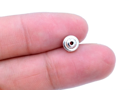 60 Pcs 7x4mm Rondelle Spacer Beads Antique Silver Tone (62636-2292