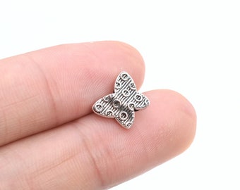20 pcs 11x9mm Butterfly Spacer Beads Antique Silver Tone (63436-2399)