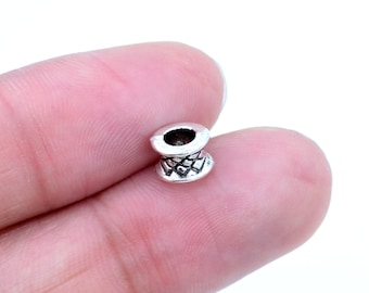 30 pcs 7x5mm Tube Spacer Beads Antique Silver Tone (62441-2287)
