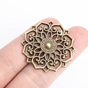 10 Filigree Charm Antique Bronze Tone (110492-3146)