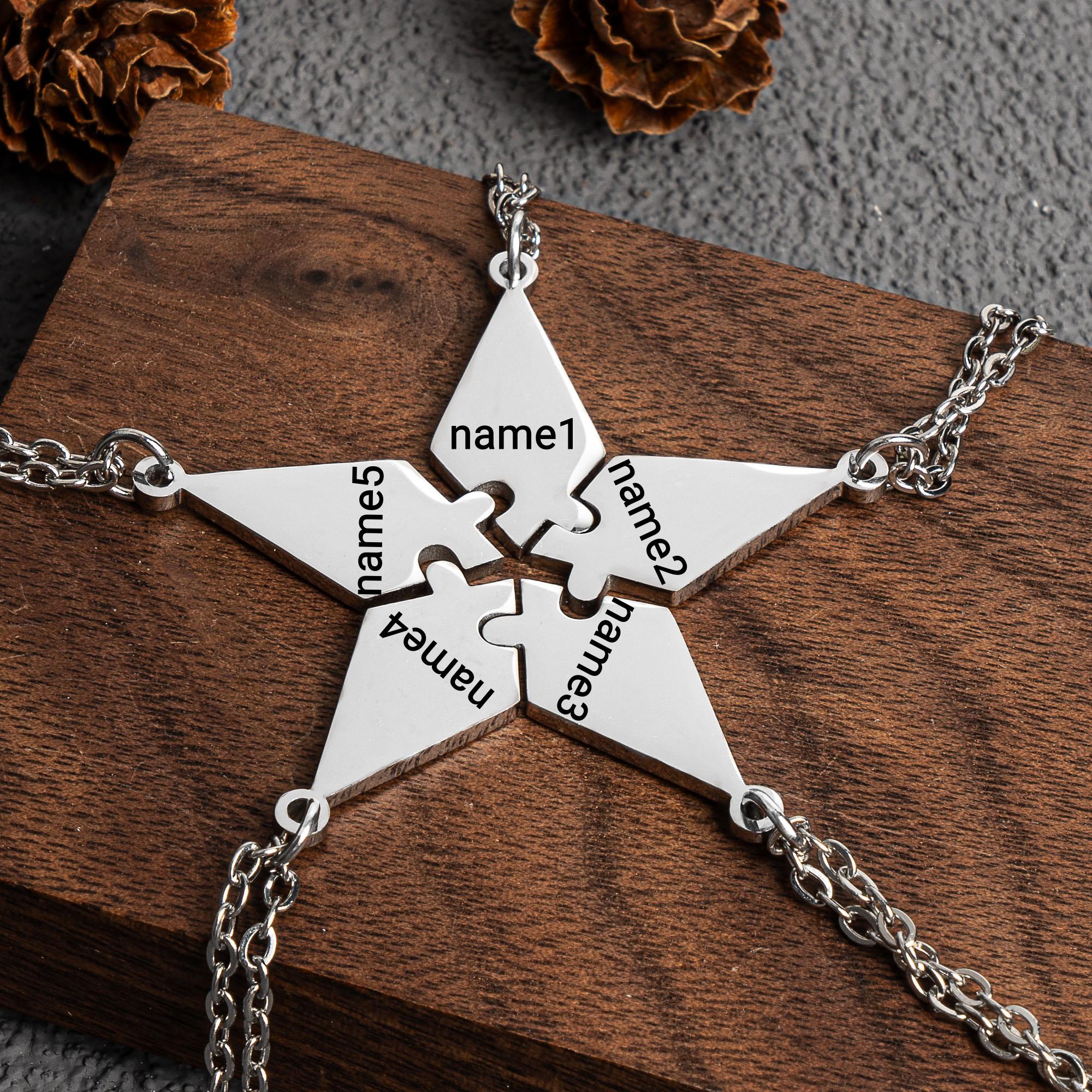 Personalized Name Star Puzzle Necklace, Best Friends Necklace BFF