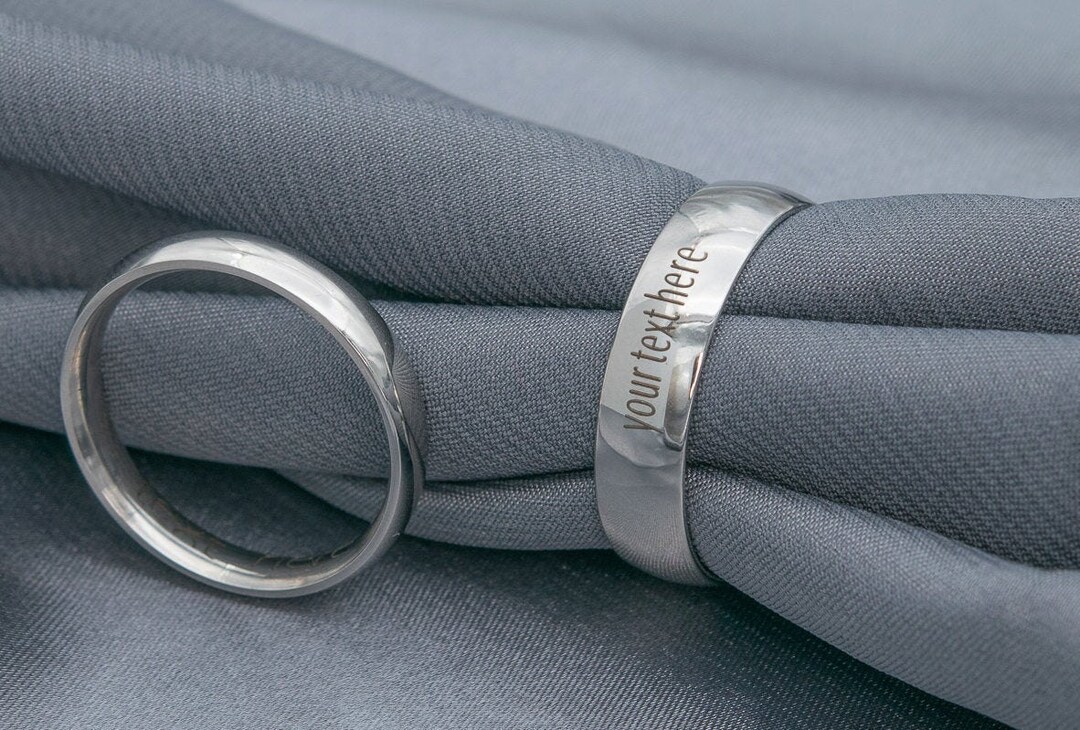 Custom Steel Rings Custom Ring Titanium Steel Laser Engraved 4mm Width Personalize Your ...