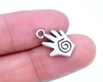 24 Stück Hand Charm Antik Silber Ton (62062-2192)