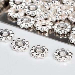 10 madeliefje spacer kralen 925 sterlingzilver 5 x 1 mm (64026-2135)