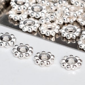 10  Daisy Spacer Beads 925 Sterling Silver 5x1mm  (64026-2135)