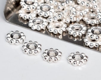 10  Daisy Spacer Beads 925 Sterling Silver 5x1mm  (64026-2135)