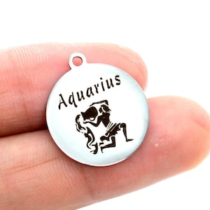 1 pcs Stainless Steel Aquarius Coin Charm  (40374-2129)