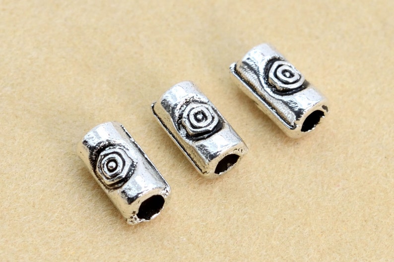 50 pcs 5x3mm Round Tube Spacer Beads Antique Silver Tone 62702-2295