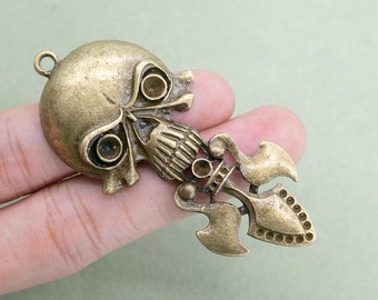 5 Skull Charm Antique Bronze Tone (110275-3136)