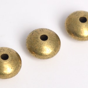 20 Spacer Beads 7mm Rondelle Brass Beads Copper Tone (64400-2489)
