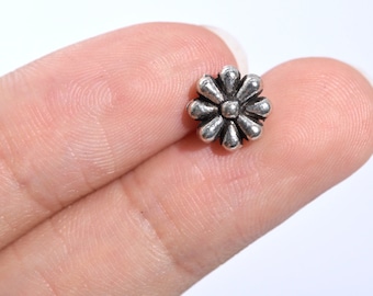 20 pcs 9mm Daisy Spacer Beads Antique Silver Tone (63494-2402)