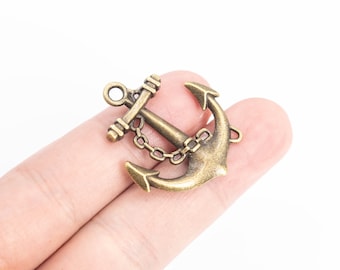 20 Anchor Charm Double Sided Antique Bronze Tone (110402-3142)